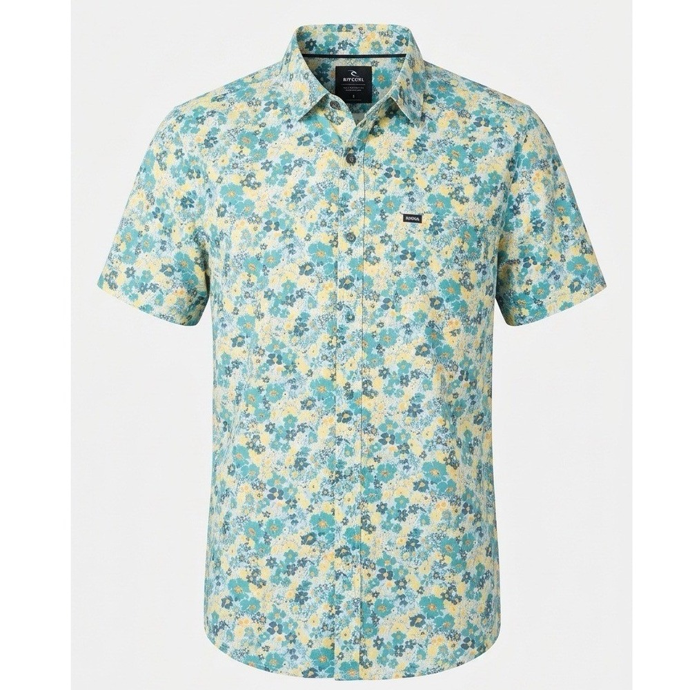 Rip Curl Mens Fun Times Ditsy Floral Short Sleeve Button Down Shirt Bluestone S